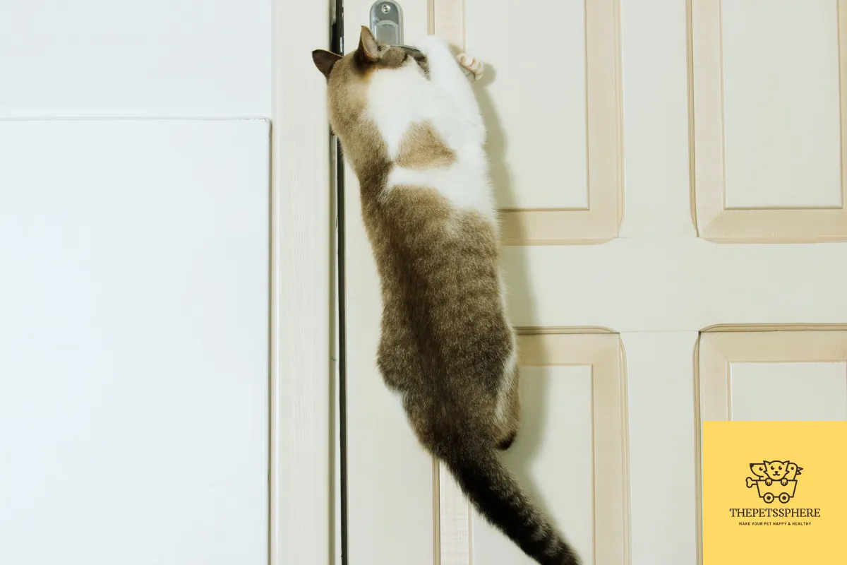 cat is opening the door