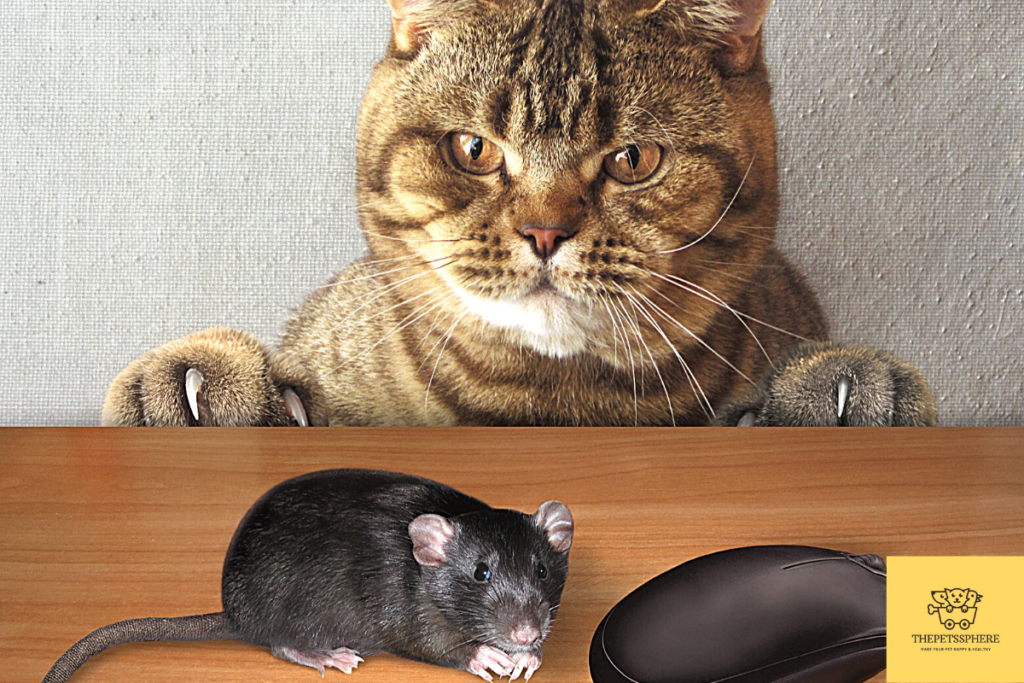 cats watching mice