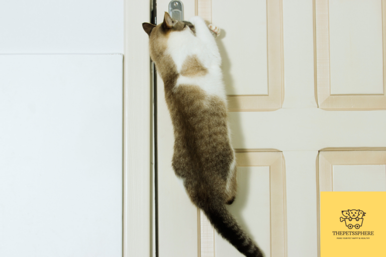 cat is opening the door